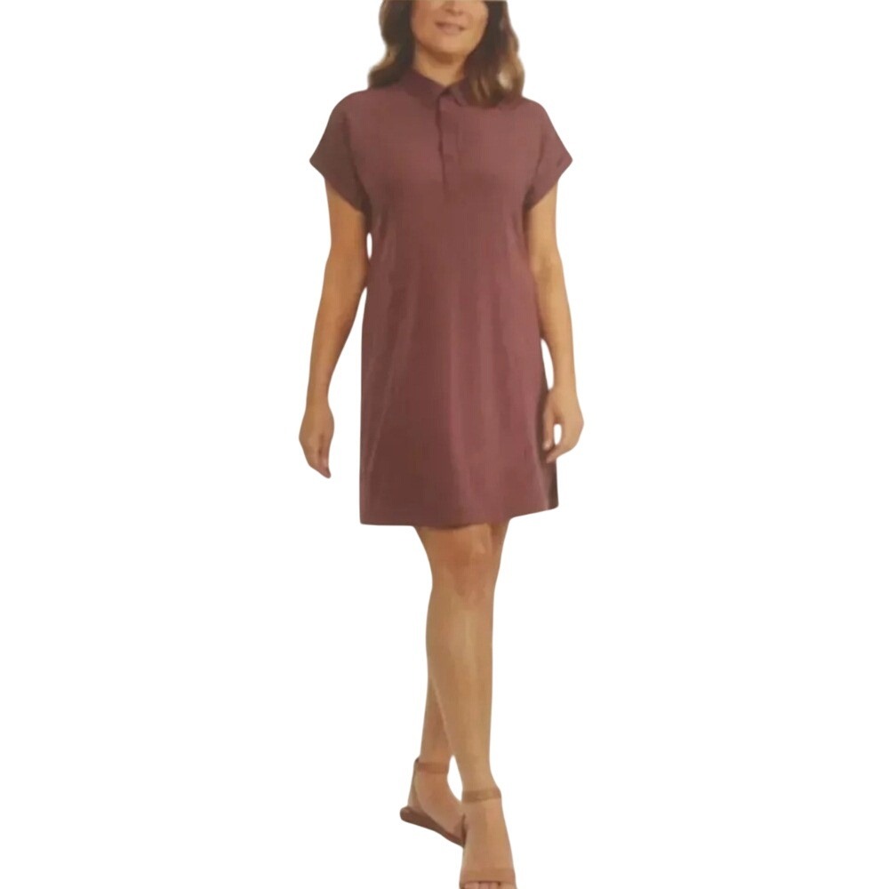 Hi-Tec Womens Brown Short Sleeve Collared T-Shirt Dress Casual Small‎ NWT